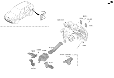 2025 Hyundai Kona Electric Plate & GROMMET-A/C Cooler Lin Diagram for 97651-B2100