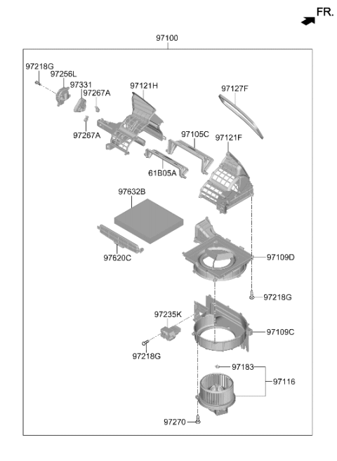 2025 Hyundai Kona Electric MOTOR & FAN ASSY-A/C BLOWER Diagram for 97113-Q5AA0