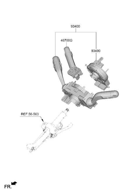 2026 Hyundai Ioniq 5 Multifunction Switch Assembly Diagram for 934K2-GI080-NNB