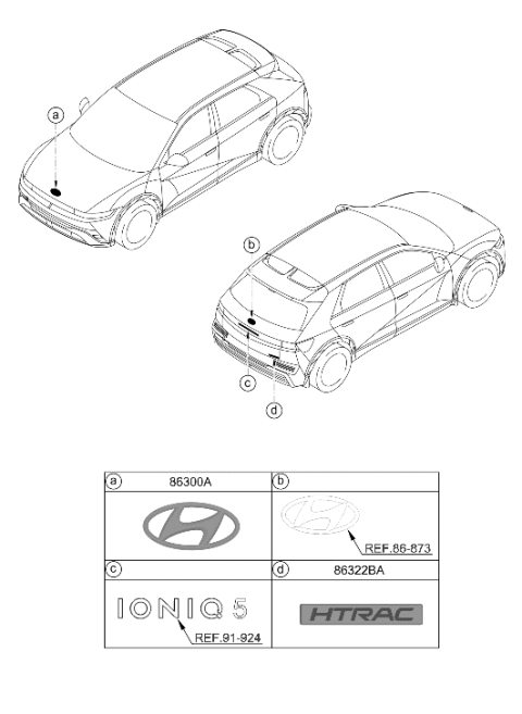 2026 Hyundai Ioniq 5 Emblem Diagram for 86305-LI000