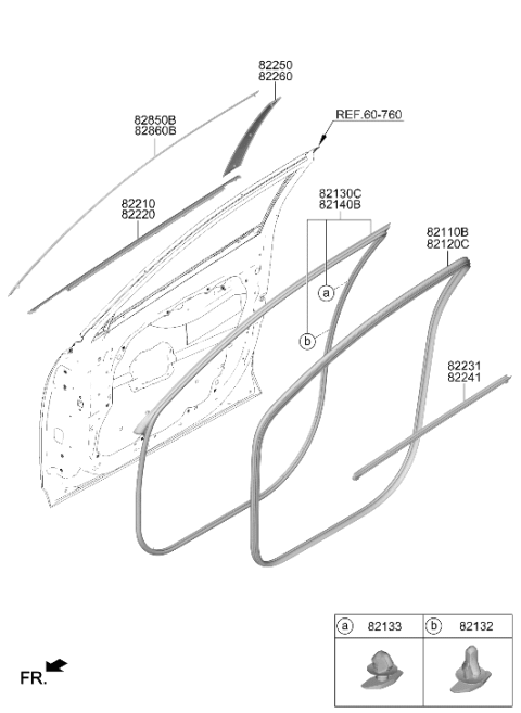 2026 Hyundai Ioniq 5 W/STRIP ASSY-FR DR SIDE RH Diagram for 82140-PI000