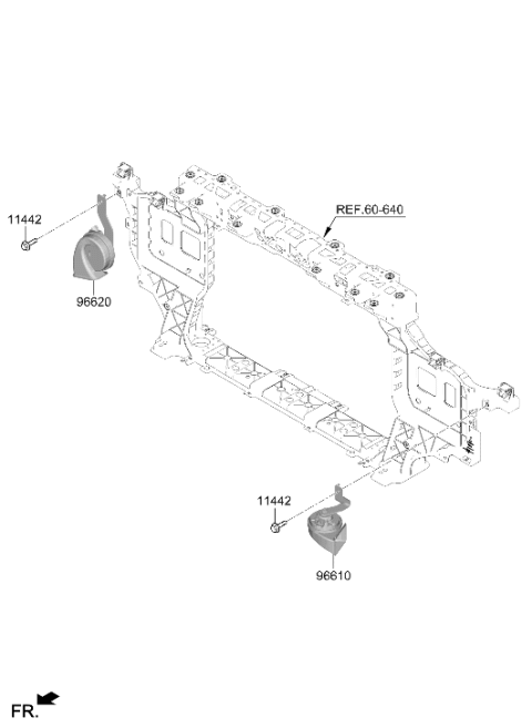 2025 Hyundai Ioniq 5 Horn Assembly-Low Pitch Diagram for 96611-GI500