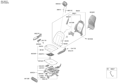 2026 Hyundai Ioniq 5 Covering Assembly Front Back Right Hand Diagram for 88460-PI200-RXV