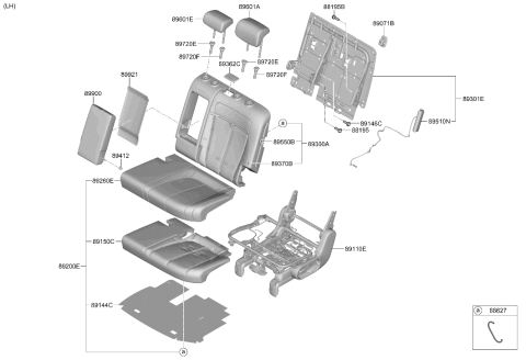 2026 Hyundai Ioniq 5 Rear Seat Back Armrest Assembly Diagram for 89900-PI000-TYN