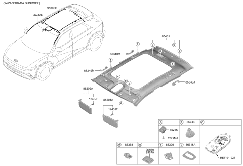 2026 Hyundai Ioniq 5 Sunvisor Assembly Left Hand Diagram for 85210-GI020-NO7