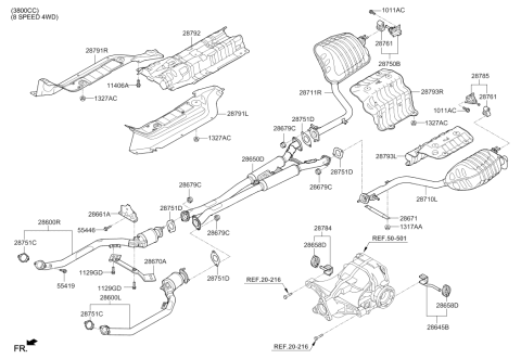 2018 Hyundai Genesis G80 Muffler & Exhaust Pipe Diagram 7