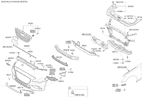 2018 Hyundai Genesis G80 Front Bumper Diagram 2