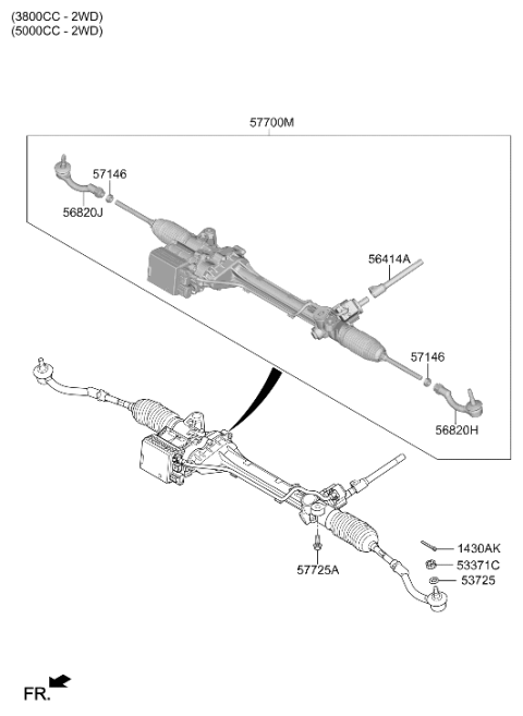 2018 Hyundai Genesis G80 Power Steering Gear Box Diagram 2