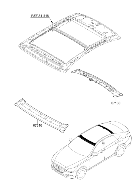 2019 Hyundai Genesis G80 Roof Panel Diagram 2