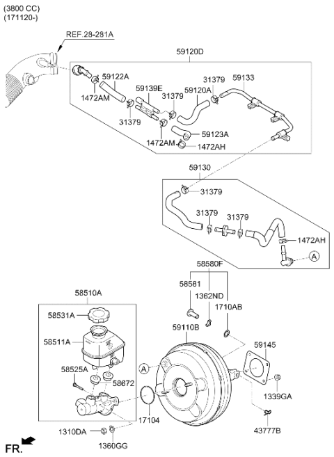 2018 Hyundai Genesis G80 Brake Master Cylinder & Booster Diagram 2