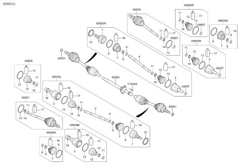 2018 Hyundai Genesis G80 Drive Shaft-Front Diagram 2