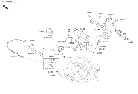 2019 Hyundai Genesis G80 Throttle Body & Injector Diagram 3