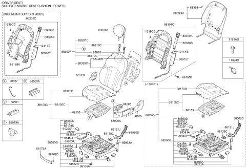 2018 Hyundai Genesis G80 Front Seat Mounting Cover Inner Diagram for 88592-D2000