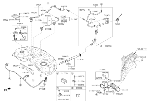 2019 Hyundai Genesis G80 Fuel Tank Assembly Diagram for 31150-B1510