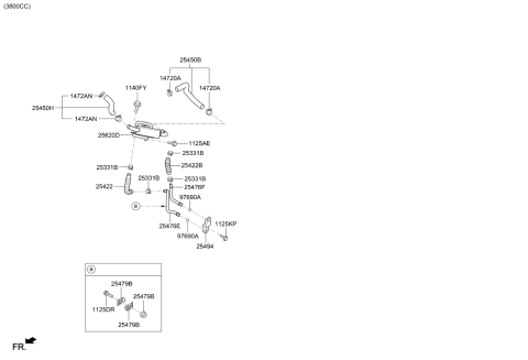 2020 Hyundai Genesis G80 Hose-Oil Cooling Return Diagram for 25422-B1900