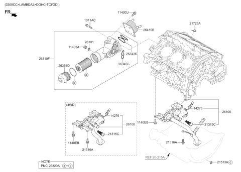 2018 Hyundai Genesis G80 Oil Seal Diagram for 26345-3LAA0