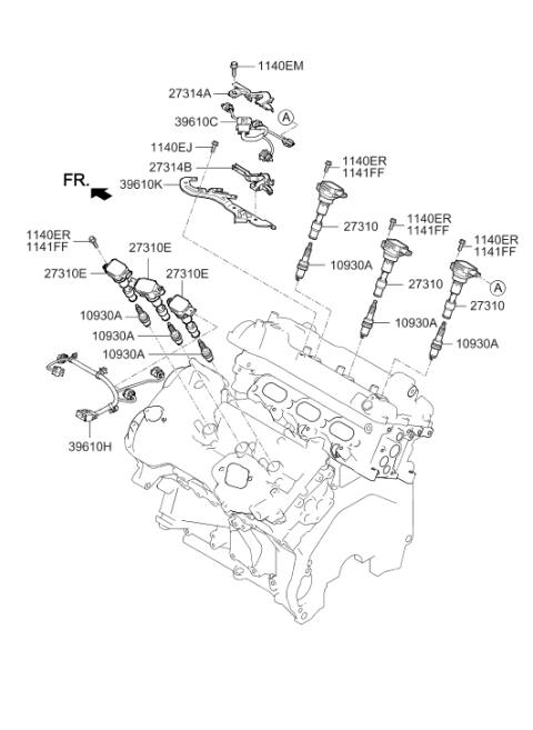 2017 Hyundai Genesis G80 Ignition Coil Assembly Diagram for 27300-2GGA0
