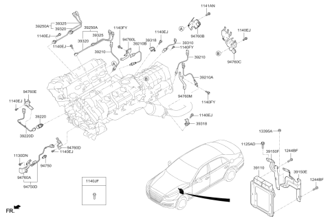 2018 Hyundai Genesis G80 Engine Control Module Unit Diagram for 39110-3FBP6