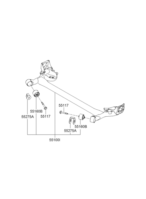 2007 Hyundai Accent Torsion Axle Complete Diagram for 55100-1E200