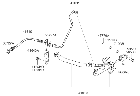 2006 Hyundai Accent Clutch Hose Diagram for 41640-1G000
