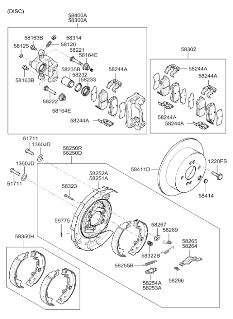 2006 Hyundai Accent Rear Brake Disc Diagram for 58411-1C800