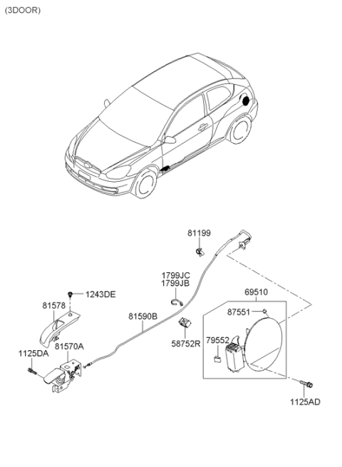 2009 Hyundai Accent Fuel Filler Door Diagram 2