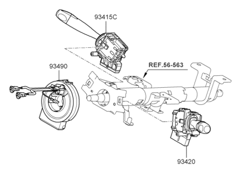 2010 Hyundai Accent Wiper & Washer Switch Assembly Diagram for 93420-1C210