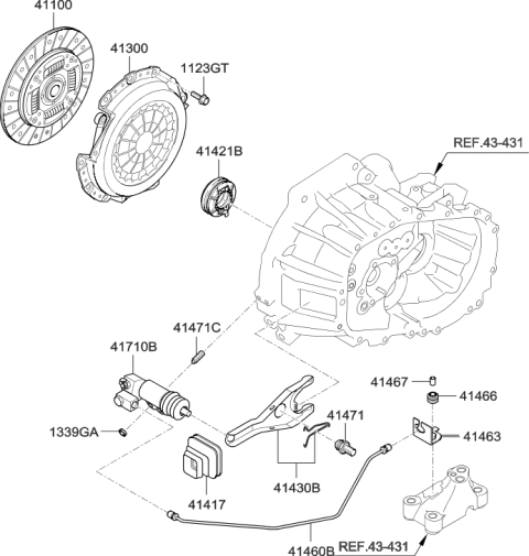 2010 Hyundai Accent Fork Assembly-Release Diagram for 41430-23000