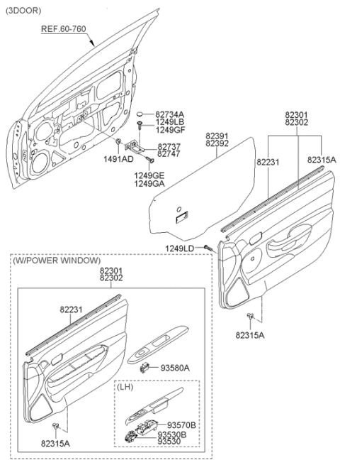 2008 Hyundai Accent Front Door Trim Diagram 3