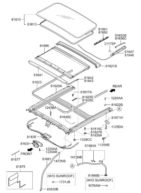 2010 Hyundai Accent Drip Link-Sunroof,LH Diagram for 81655-2F000