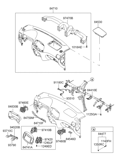 2011 Hyundai Accent Bezel Assembly-Side Air Ventilator,LH Diagram for 97460-1E000-WK