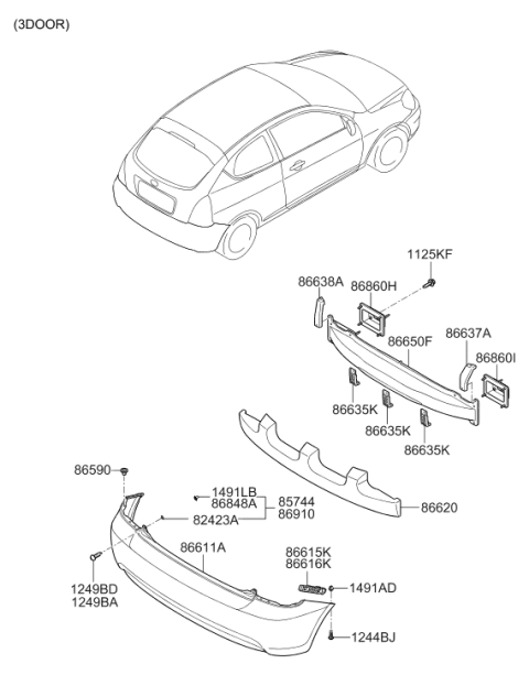 2006 Hyundai Accent New Body Style (Produced After SEP.04.2006) Rear Bumper Diagram 2