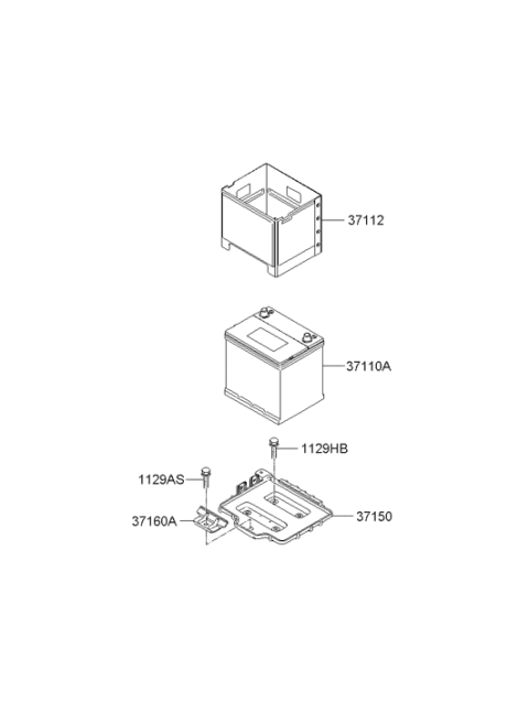 2007 Hyundai Accent Battery Assembly Diagram for 37110-1E150