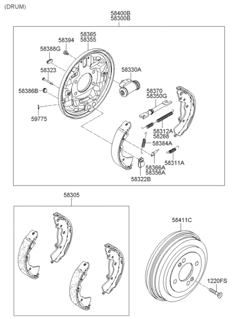2006 Hyundai Accent Cylinder Assembly-Wheel Diagram for 58330-1G000