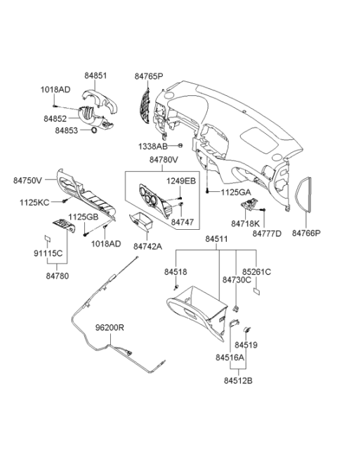 2010 Hyundai Accent Steering Column Lower Shroud Diagram for 84852-1E150-WK