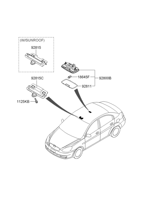 2011 Hyundai Accent Room Lamp Lens Diagram for 92811-1E000