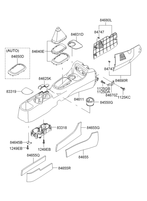 2011 Hyundai Accent Cover Assembly-Console Side,LH Diagram for 84680-1E000-WK