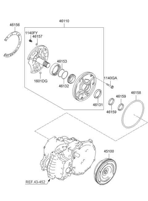 2006 Hyundai Accent Oil Pump Assembly Diagram for 46110-22730