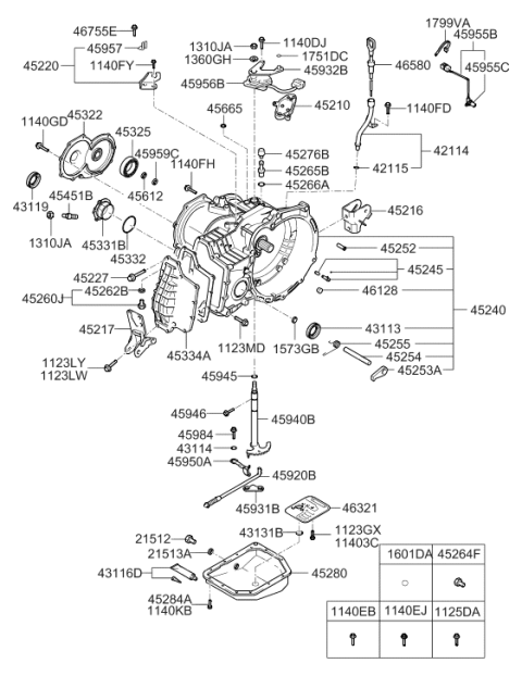 2009 Hyundai Accent Retainer Assembly-Differential Bearing Diagram for 45331-28003