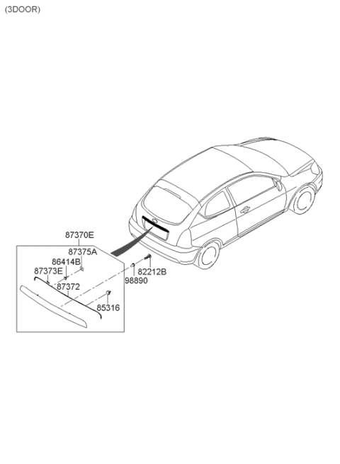 2008 Hyundai Accent Back Panel Moulding Diagram 2