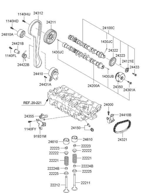 2011 Hyundai Accent Adjuster Assembly-Rocker Arm Lash Diagram for 22231-37100