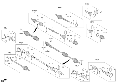 2023 Hyundai Kona N Joint Kit Diff Side Right Hand Diagram for 495R3-I3000