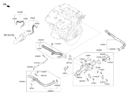 2023 Hyundai Genesis G70 Coolant Pipe & Hose Diagram 2