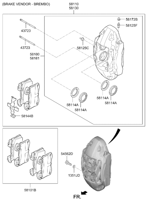 2023 Hyundai Genesis G70 Front Wheel Brake Diagram 2