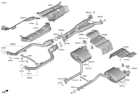2023 Hyundai Genesis G70 Muffler & Exhaust Pipe Diagram 2