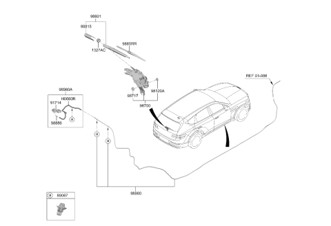 2022 Hyundai Genesis GV80 MOTOR & LINKAGE ASSY-REAR WPR Diagram for 98700-T6000