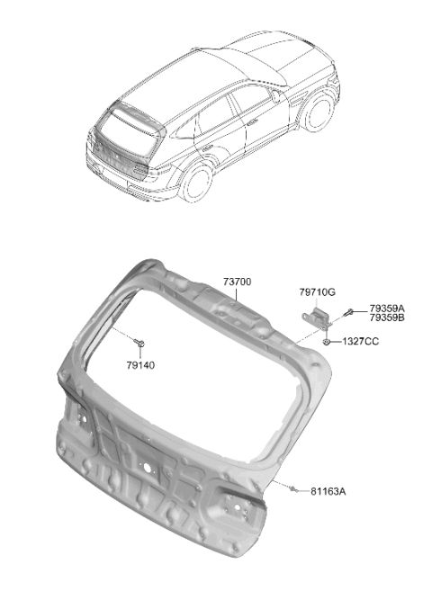 2024 Hyundai Genesis GV80 BALL JOINT-HOOD LIFTER Diagram for 81163-T6000