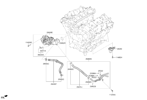 2021 Hyundai Genesis GV80 Coolant Pipe & Hose Diagram 2