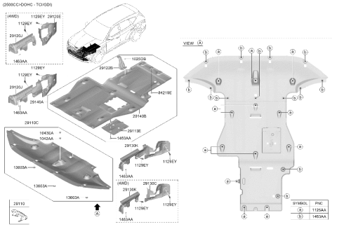 2022 Hyundai Genesis GV80 Under Body Skid Plate Diagram for 29110-2E000