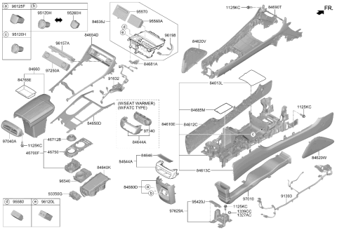 2023 Hyundai Genesis GV80 Indicator Wireless Charging Diagram for 95580-T6000